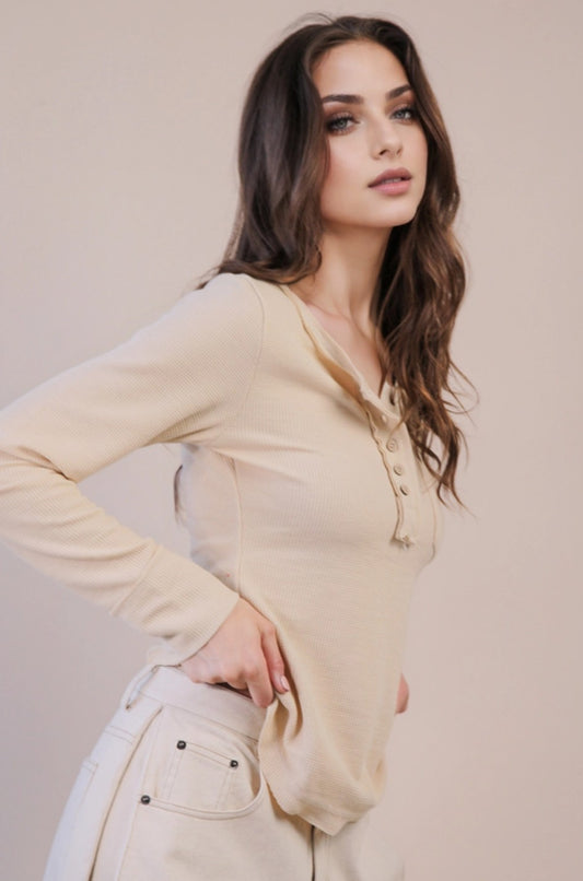 Oaklyn Thermal Long Sleeve Top (Cream)