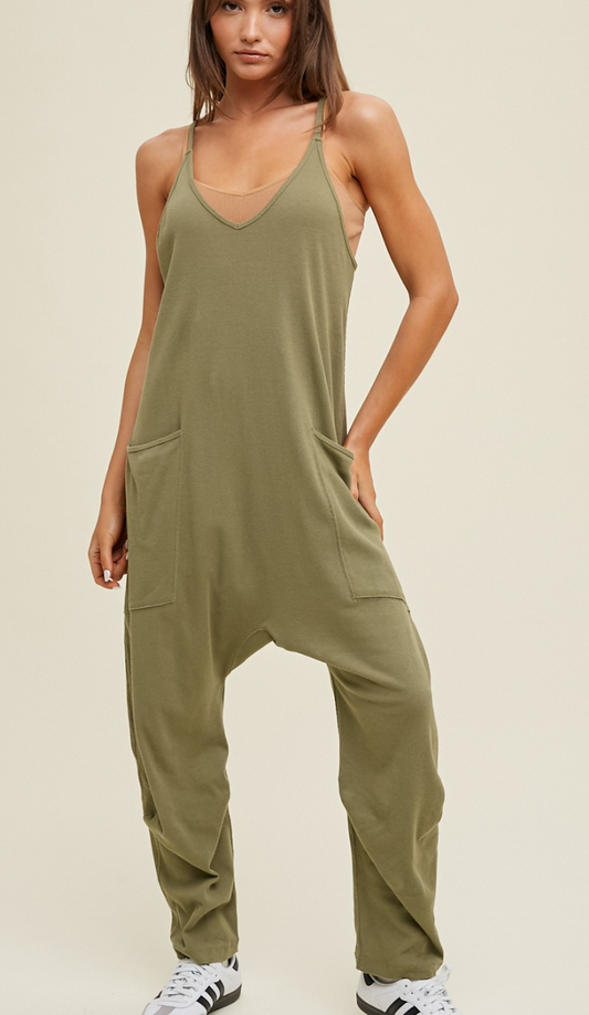 Ribbed Knit Jumpsuit W/ Pockets