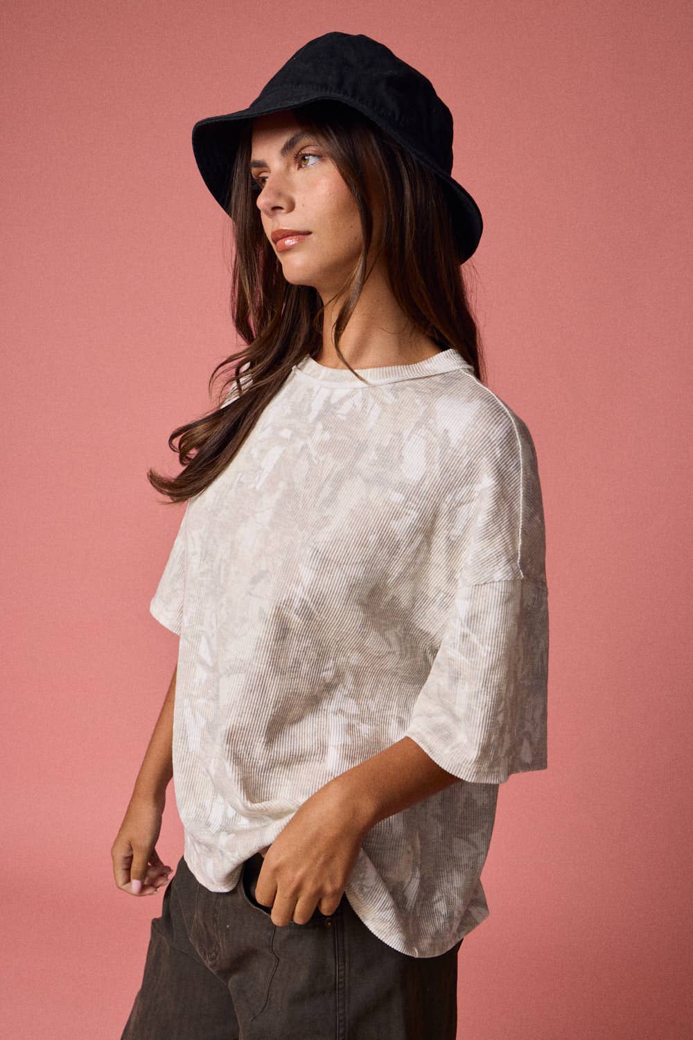 CAMO RIBBED LOOSE FIT SHIRT