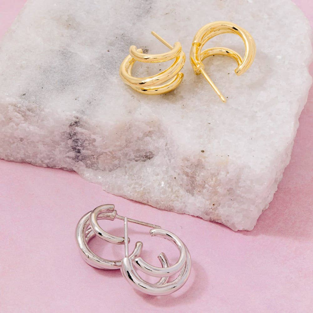 Mini Three Layered Hoop Earrings: G