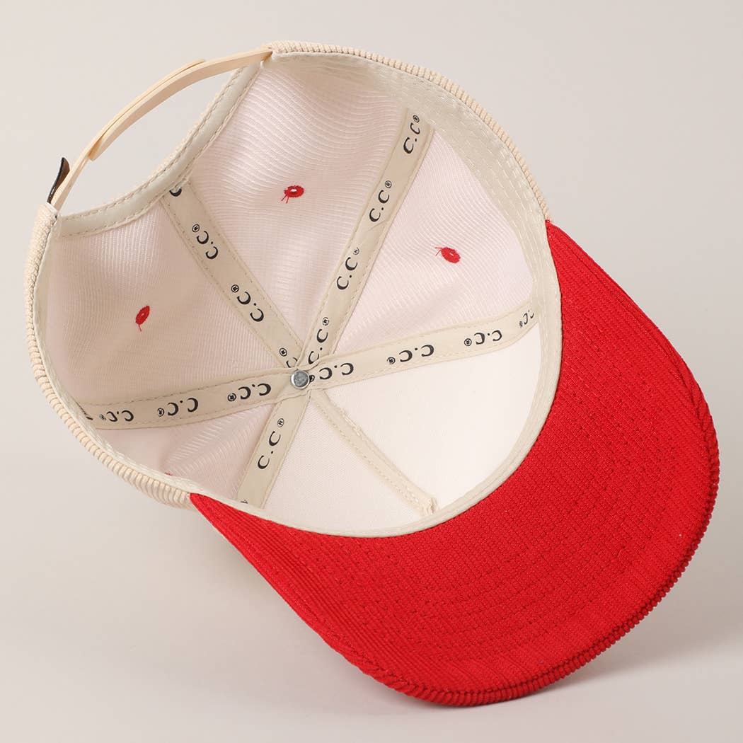 Gameday Bow Patch Corduroy Trucker Hat - Red