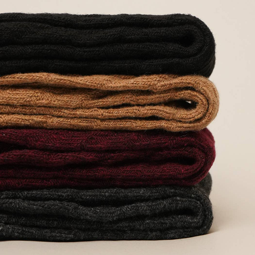 Rib Knit Wool Blend Crew Socks