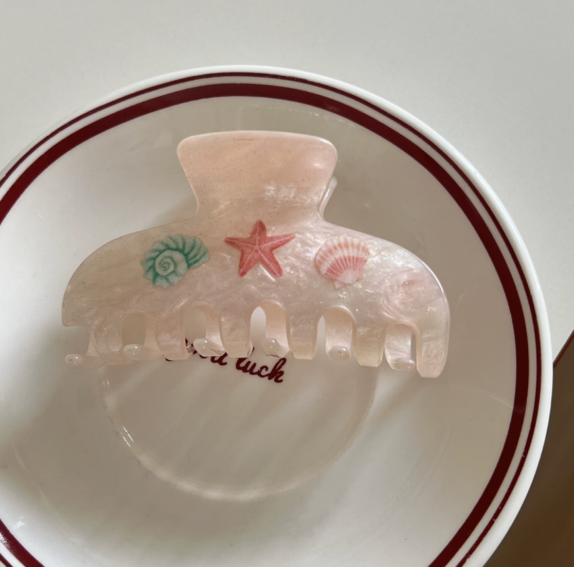 Cherry Seashell Pastel Pink Hair Clips