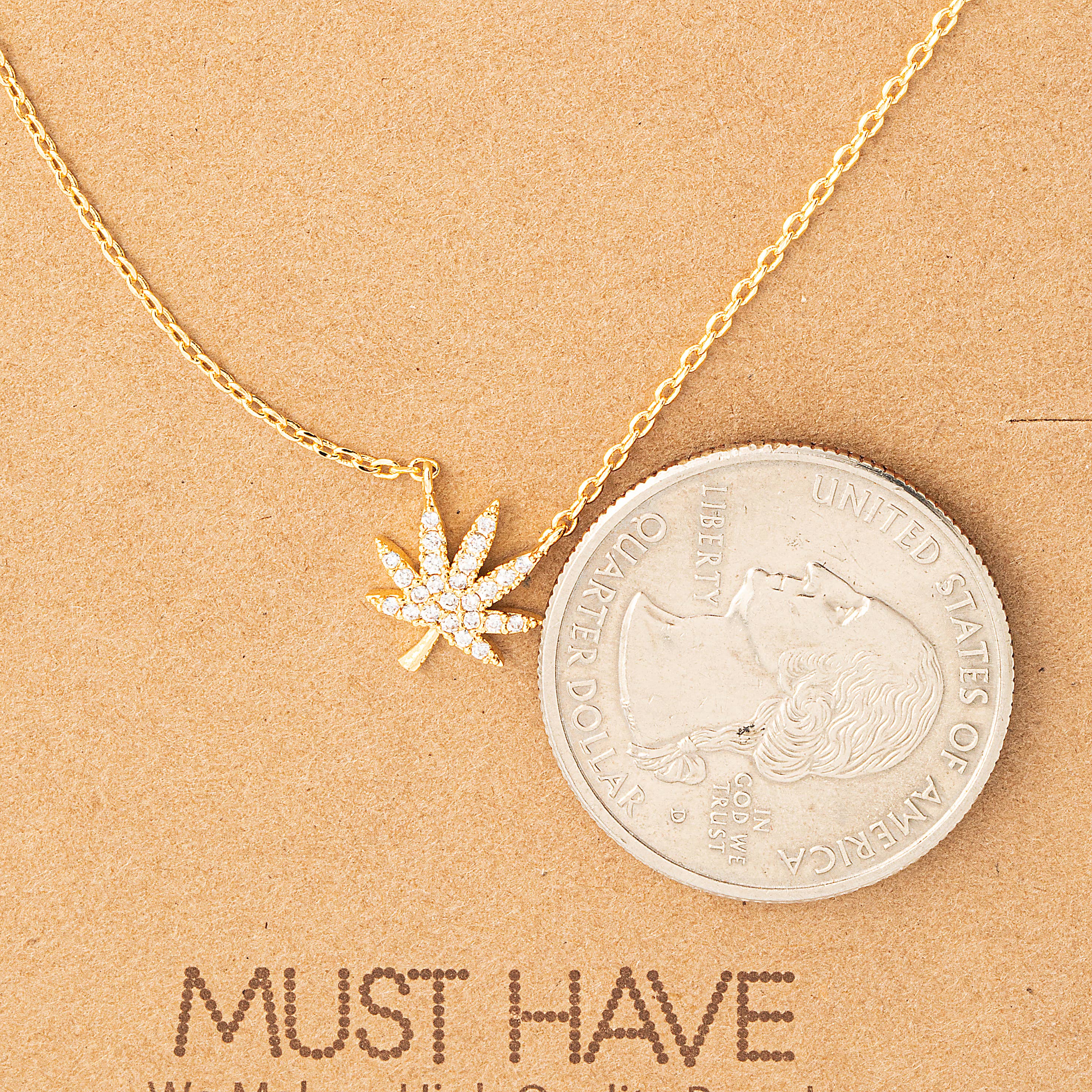 Jewel Cannabis Pendant Necklace: G