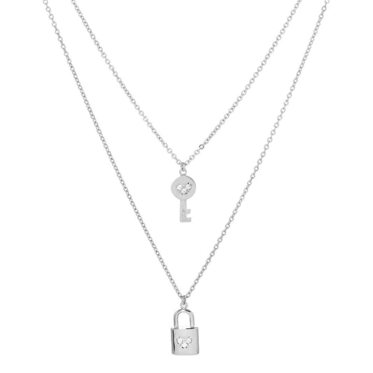 Gold Lock and Key Layered Necklace