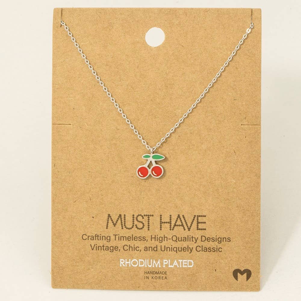 Gold Dipped Epoxy Cherry Pendant Necklace: R