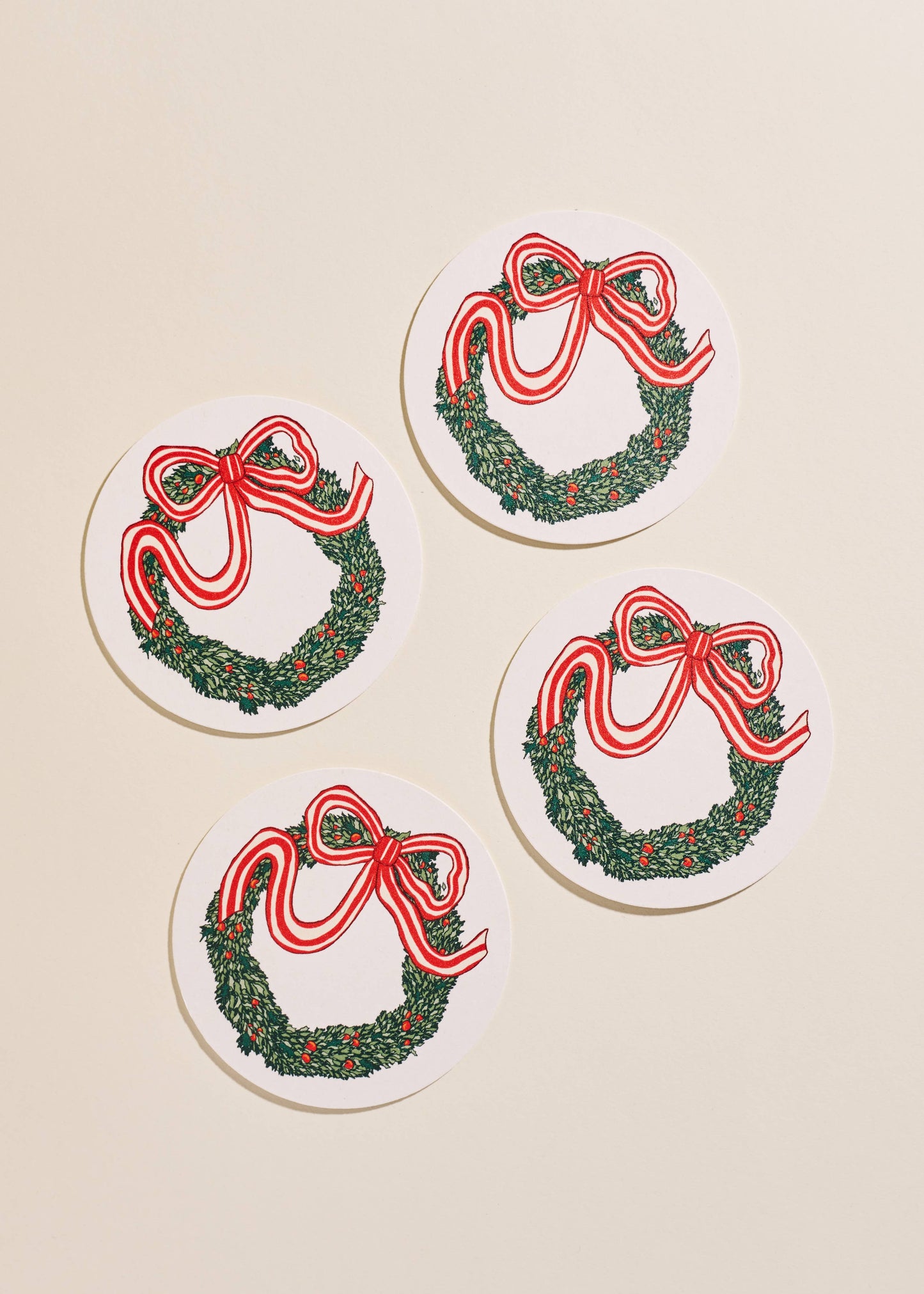 Holiday Wreath Coasters - Set of 4