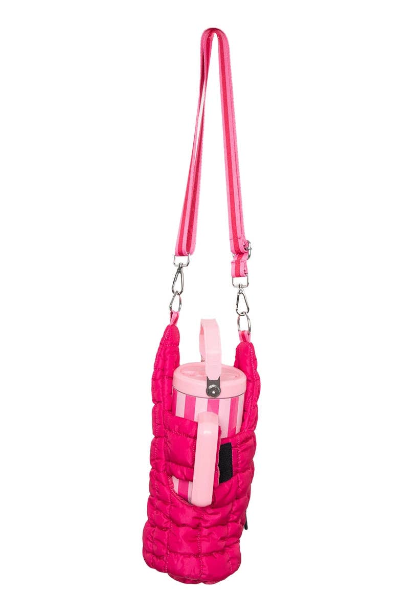 Hot Pink Two-Toned Quilted Water Bottle Purse