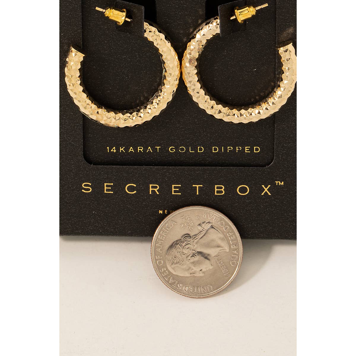 Secret Box Gold Dipped Textured Hoop Earrings