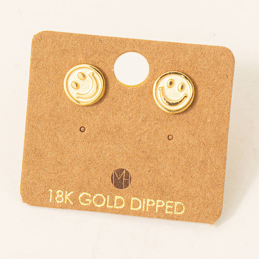 Gold Smiley Face Earrings