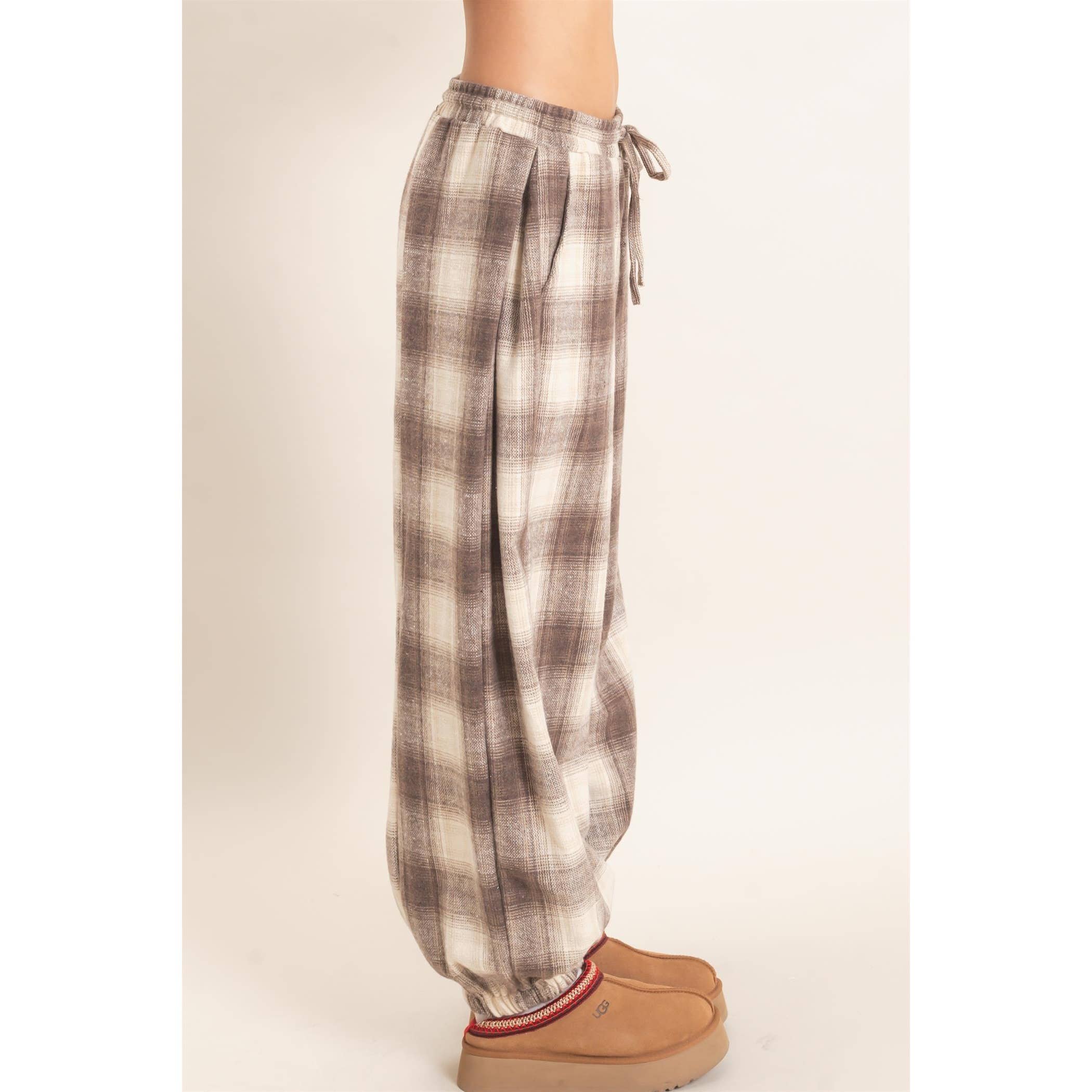 Plaid Drawstring Joggers