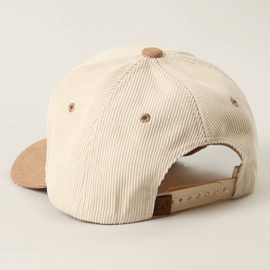 Cute But Psycho Ghost Patch Corduroy Trucker Cap