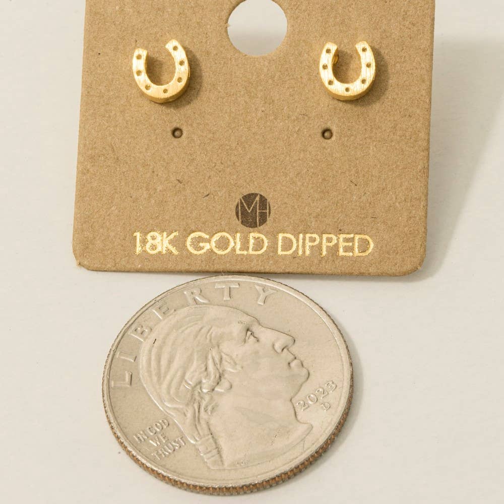 Gold Dipped Mini Horseshoe Post Stud Earrings: S