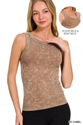Camel Ribbed Cropped Tank Top