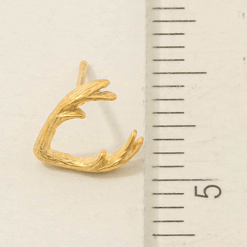 Gold Dipped Mini Antler Stud Earrings: G