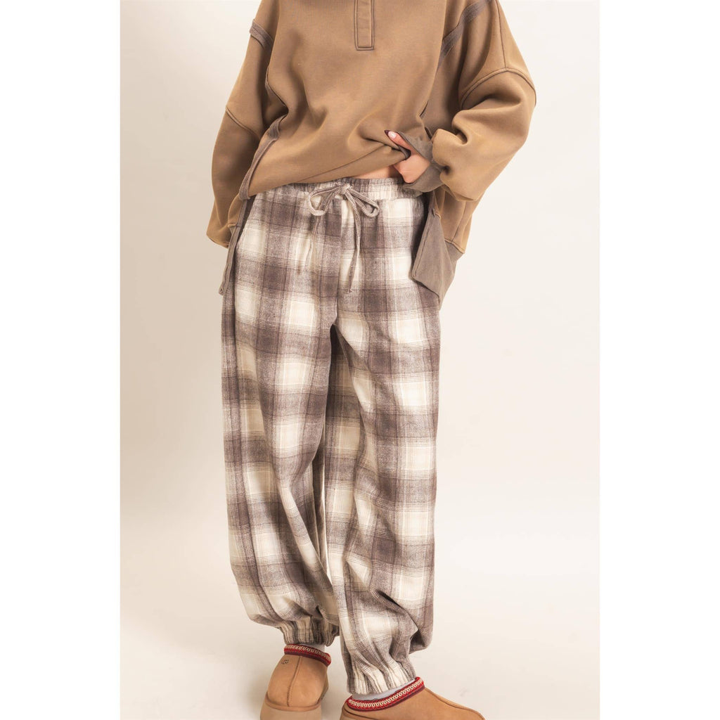 Plaid Drawstring Joggers