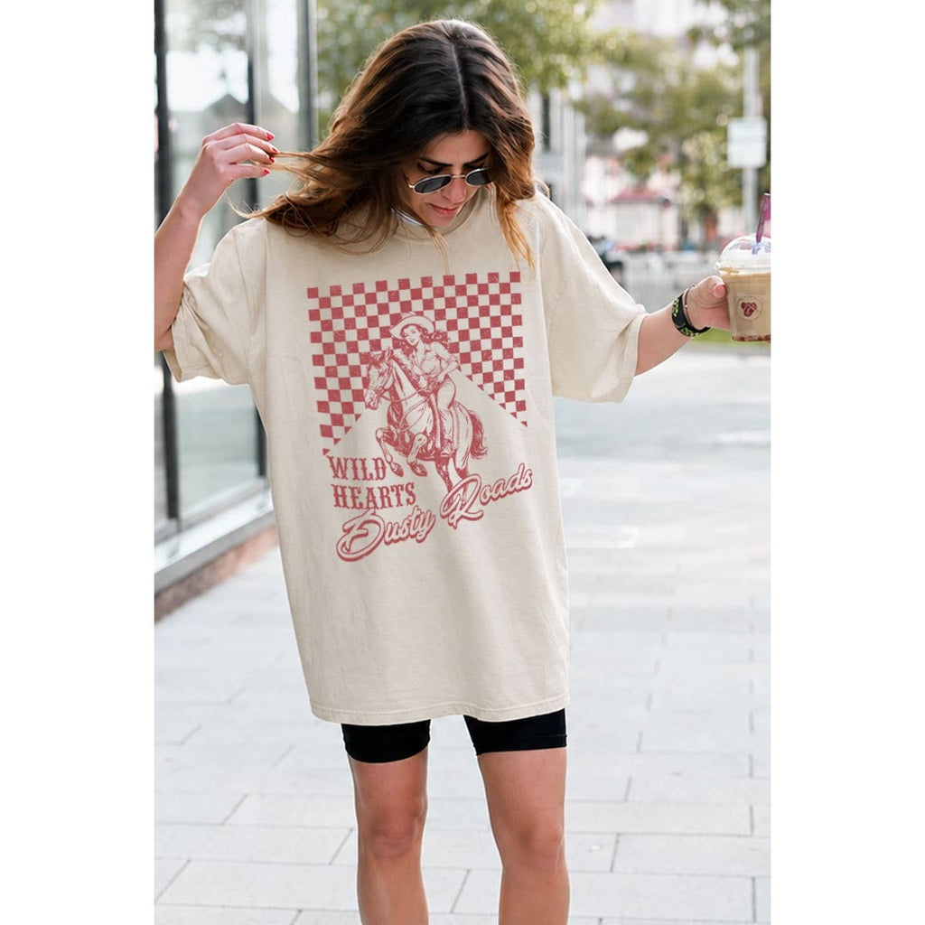 WILD HEARTS OVERSIZED MINERAL GRAPHIC TEE: Mineral Oatmeal / S