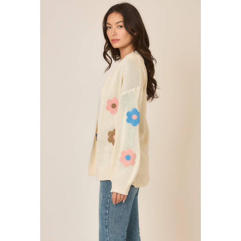 Floral Patch Knit Cardigan