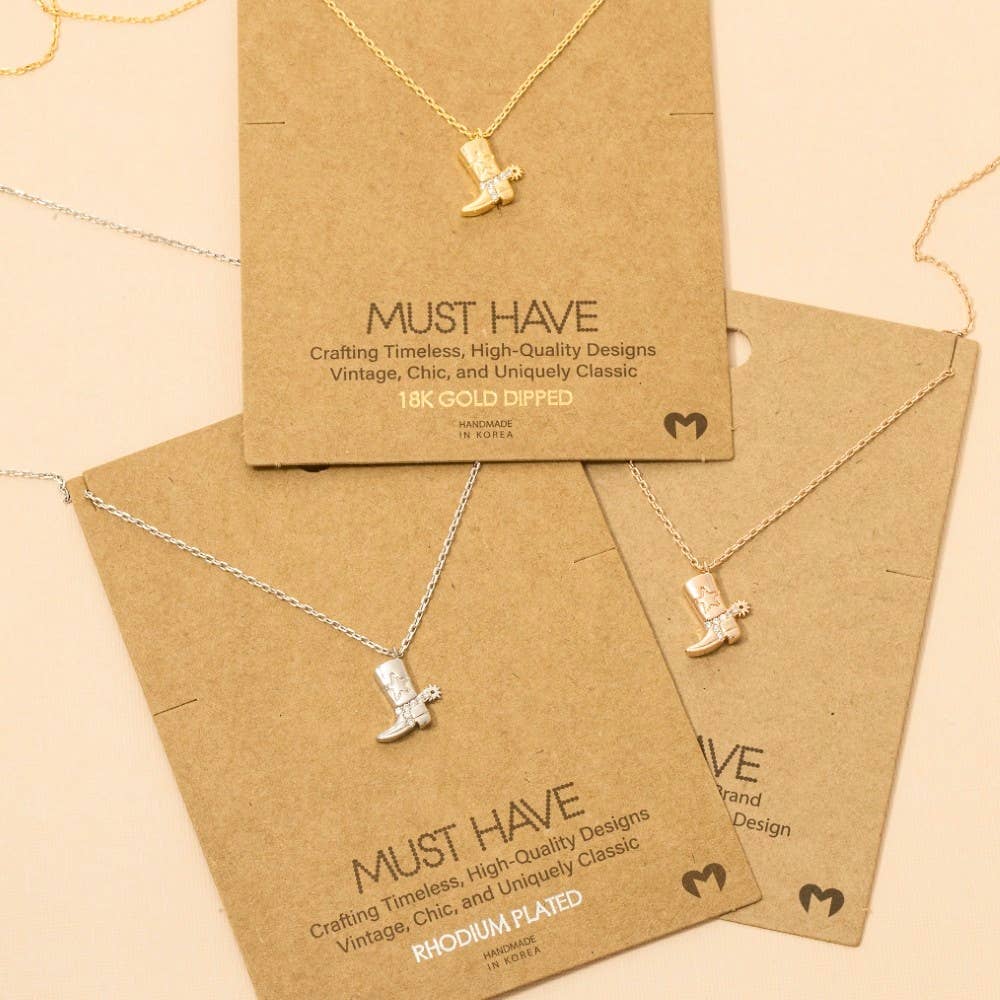 Cowboy Boots Pendant Necklace: R