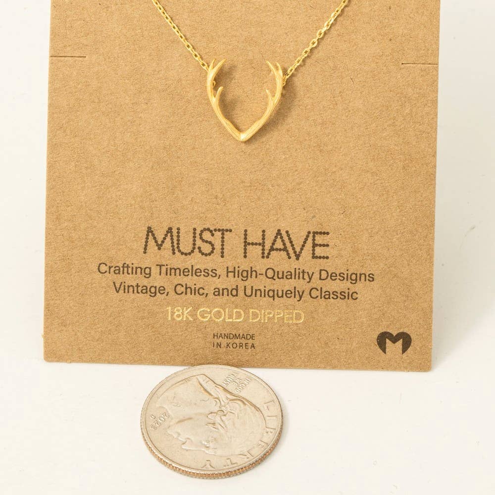 Gold Dipped Antler Pendant Necklace: R