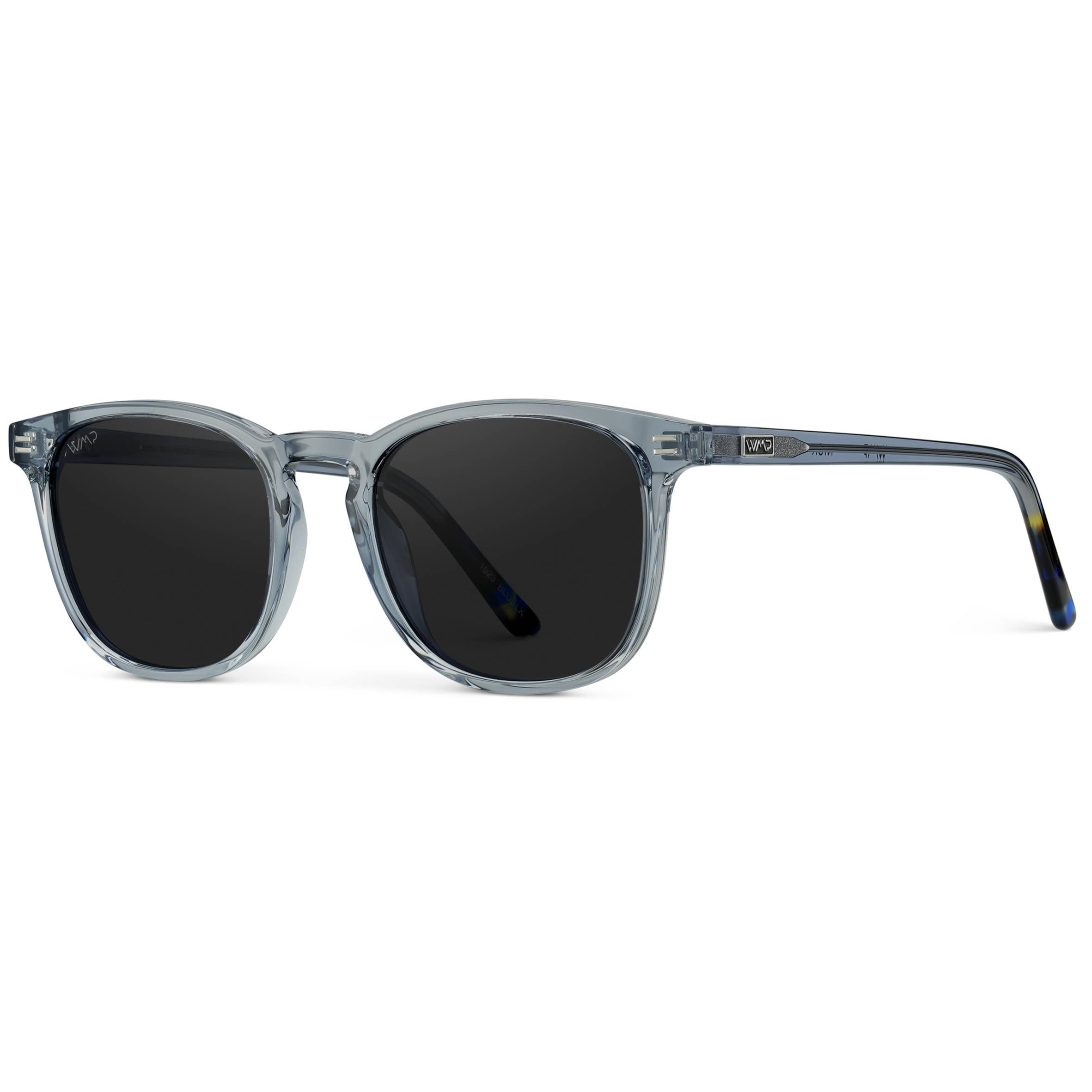 Nick Square Polarized Sunglasses: Crystal Stone Blue / Brown Lens
