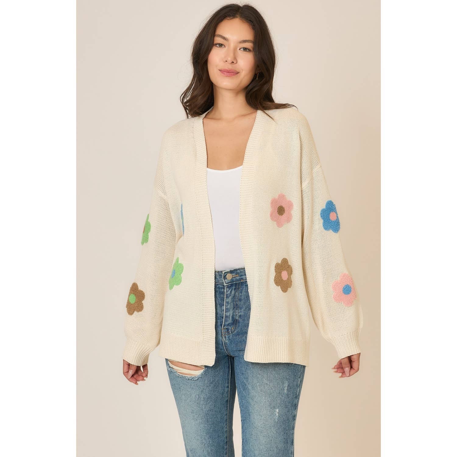 Floral Patch Knit Cardigan