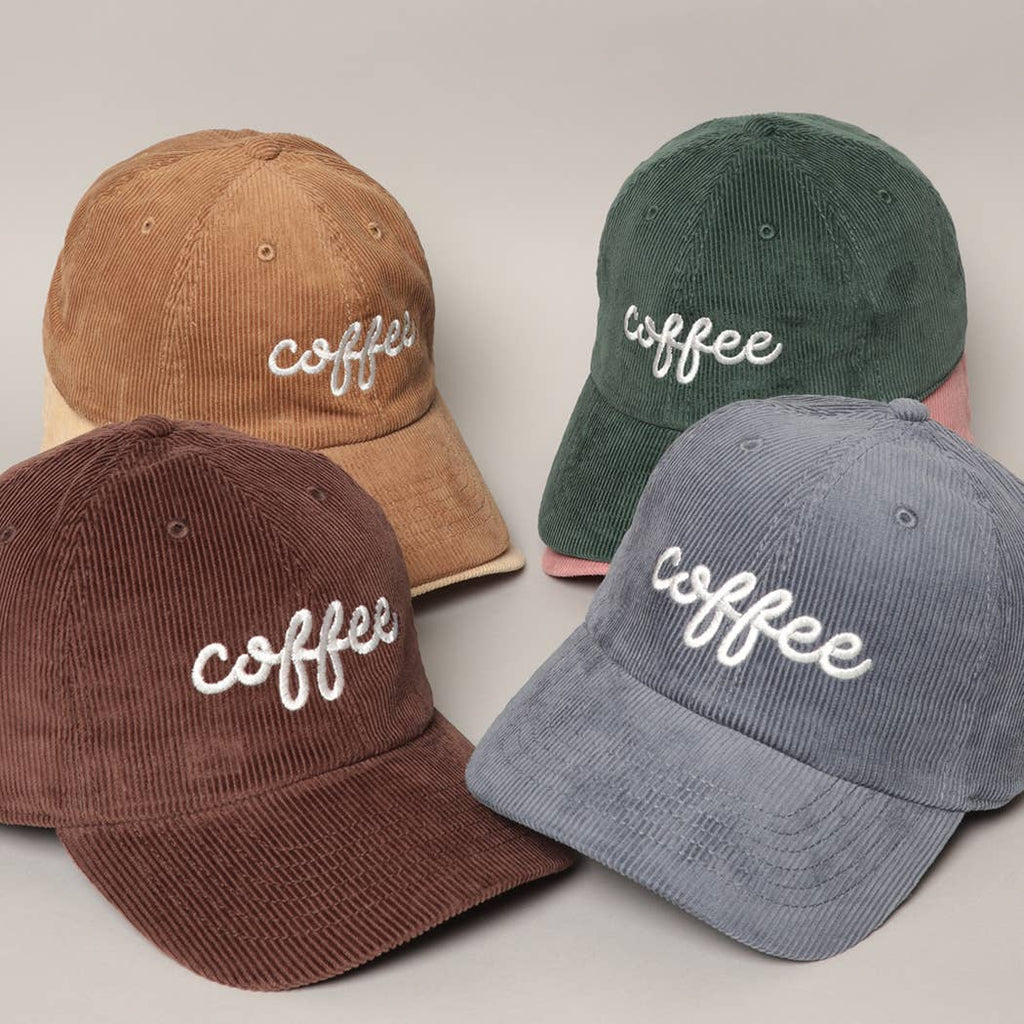 COFFEE Embroidered Corduroy Hat