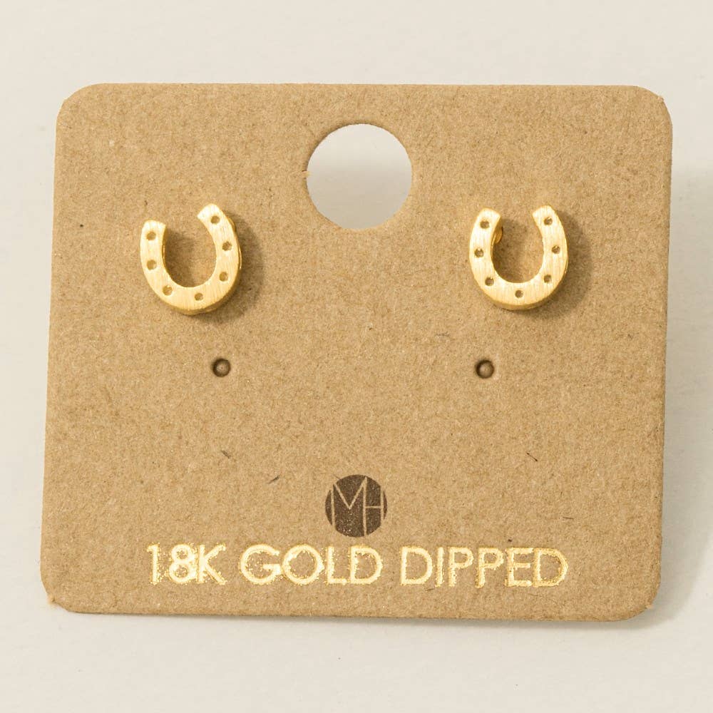 Gold Dipped Mini Horseshoe Post Stud Earrings: G