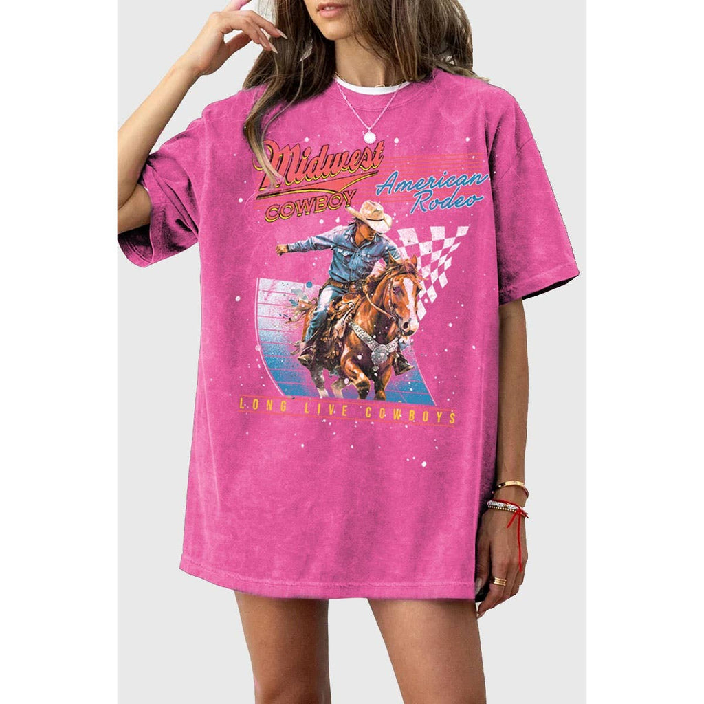 MIDWEST COWBOY AMERICAN RODEO OVERSIZED MINERAL GRAPHIC TEE: Mineral Black / S-M-L-XL(1-2-2-1)