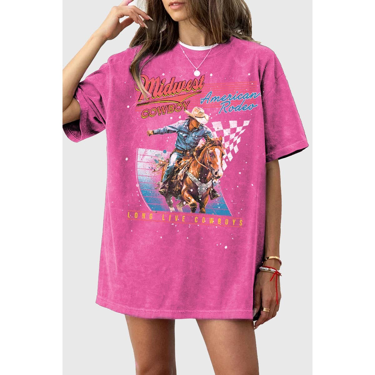MIDWEST COWBOY AMERICAN RODEO OVERSIZED MINERAL GRAPHIC TEE: Mineral Black / S-M-L-XL(1-2-2-1)