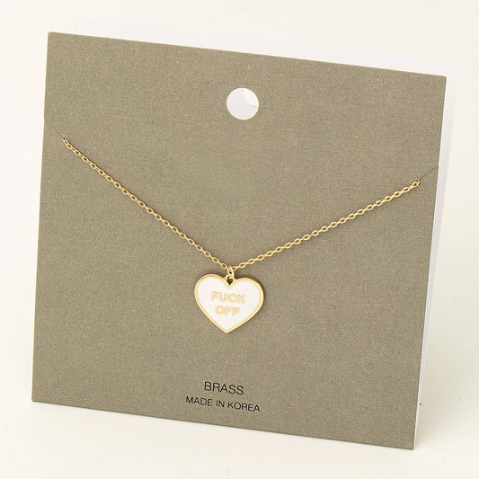 WH Fuck Off Heart Pendant Necklace