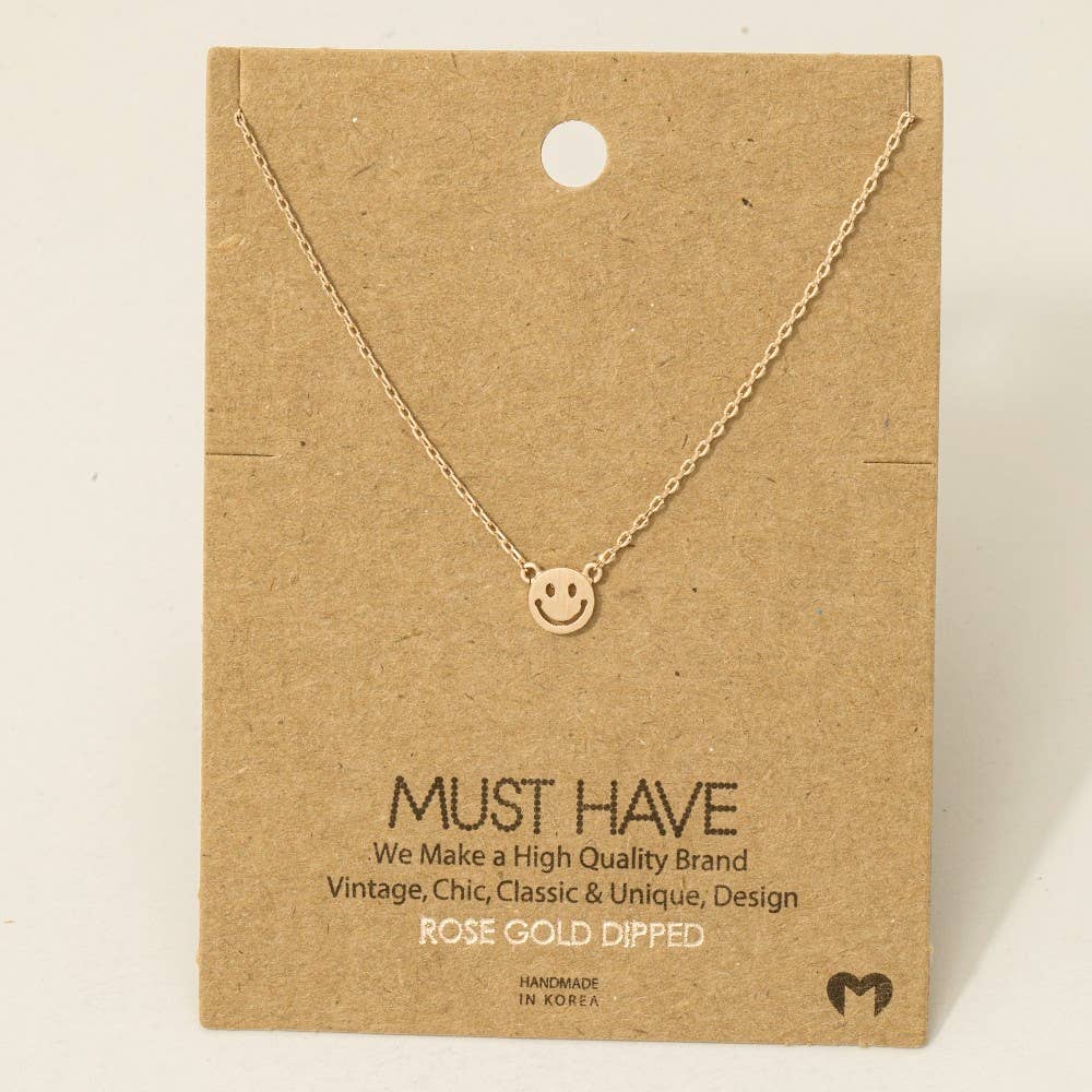 Mini Smiley Face Charm Necklace: G