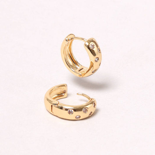 14K Gold-Dipped Stone Hoop Earring