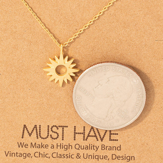 Dainty Sun Pendant Necklace: G