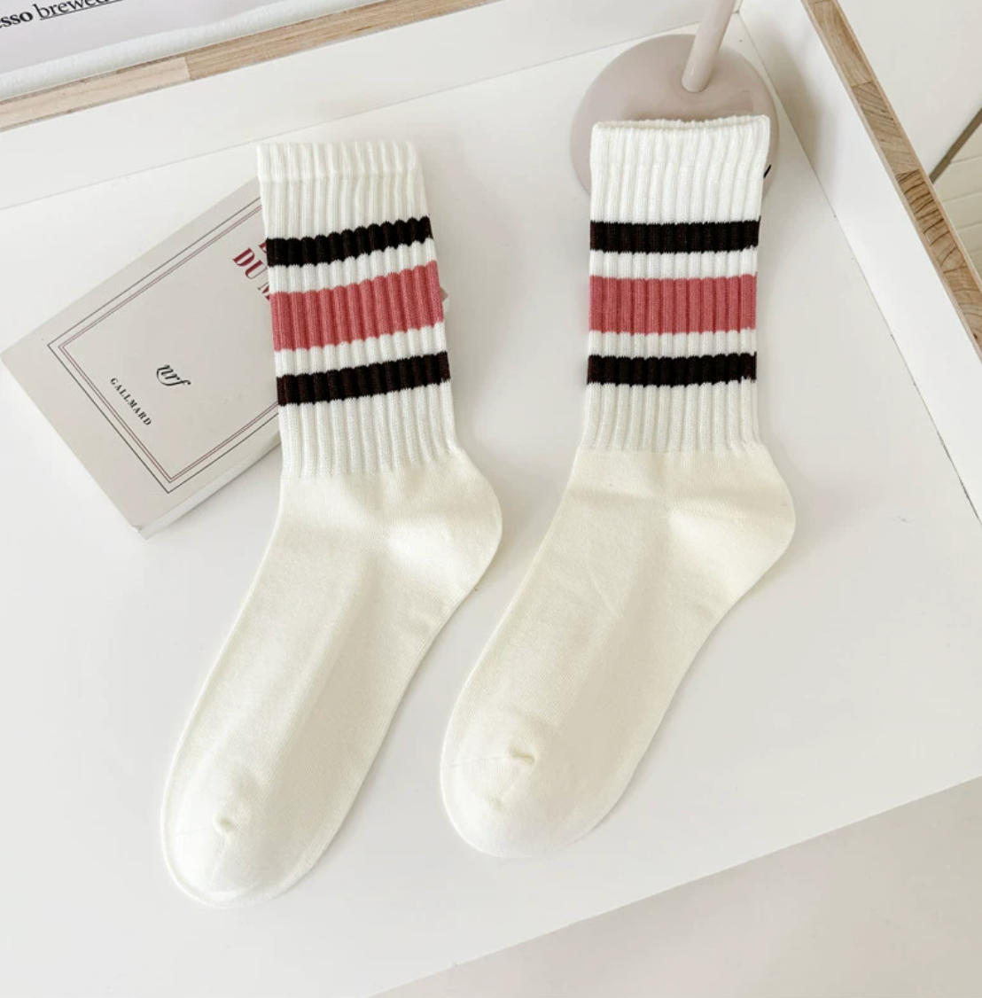 Retro Striped Ribbed Socks