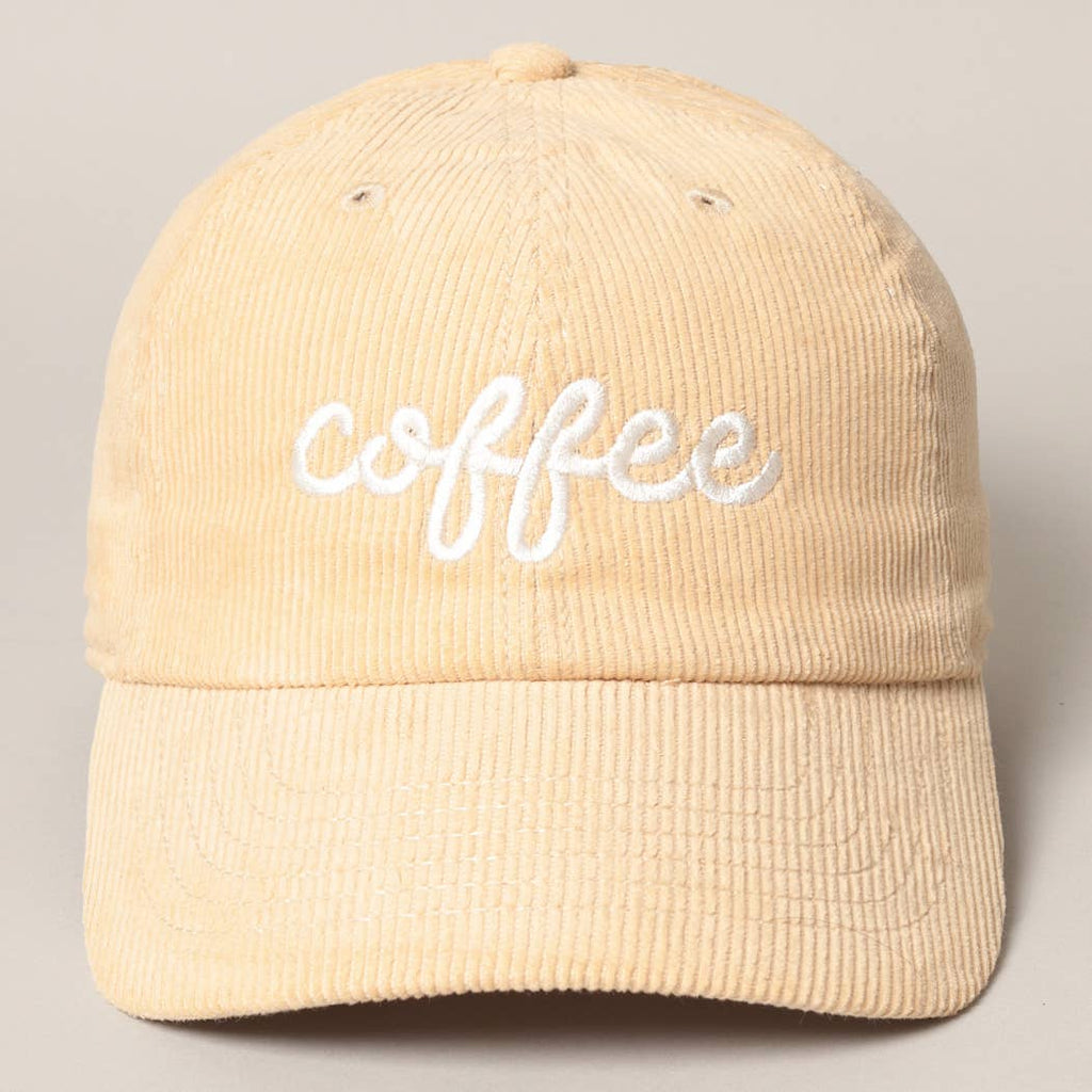 COFFEE Embroidered Corduroy Hat