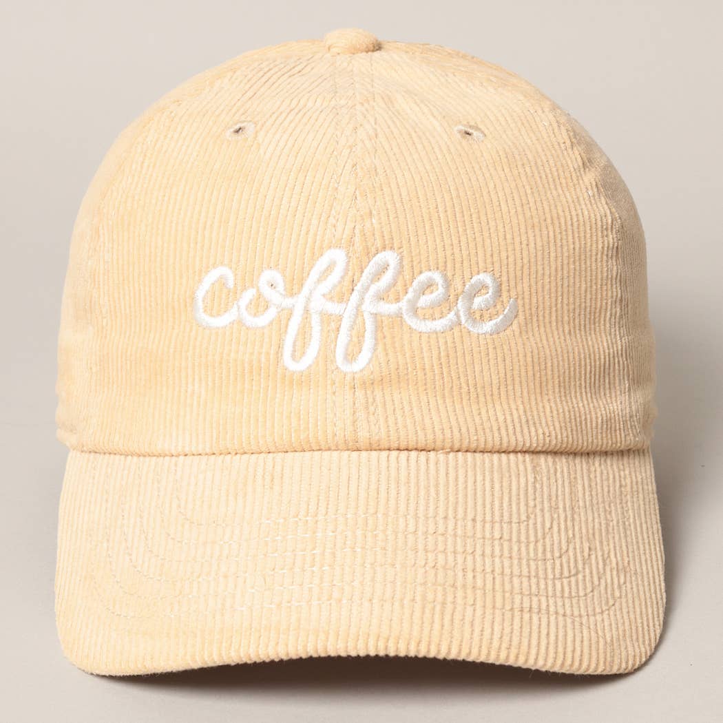 COFFEE Embroidered Corduroy Hat