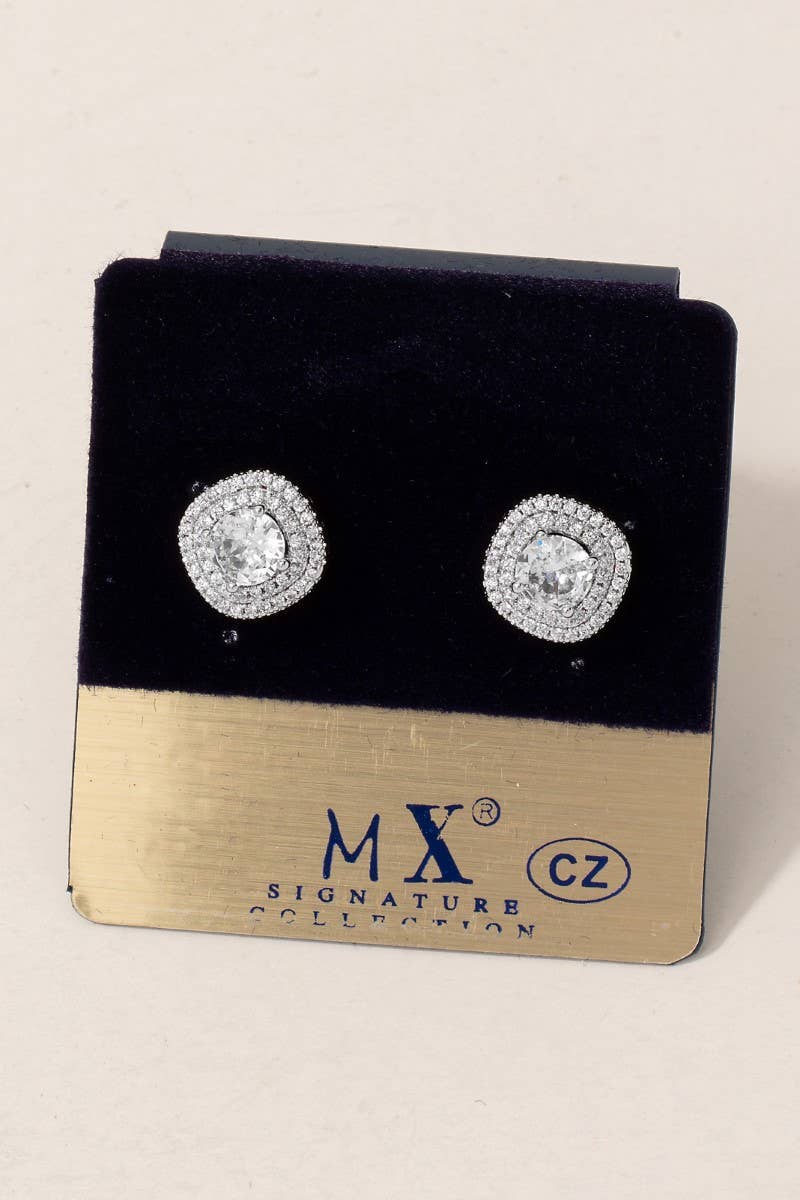 Double Halo Stud Earrings