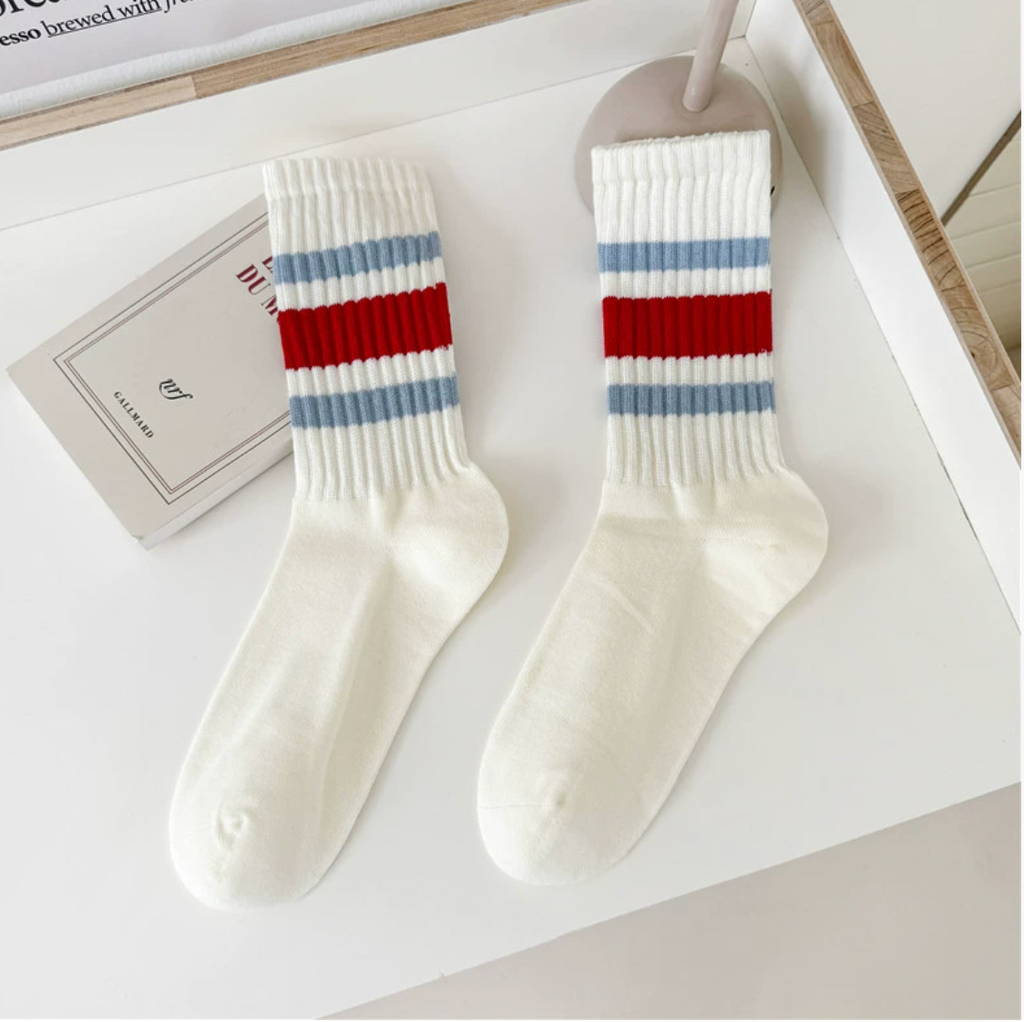 Retro Striped Ribbed Socks