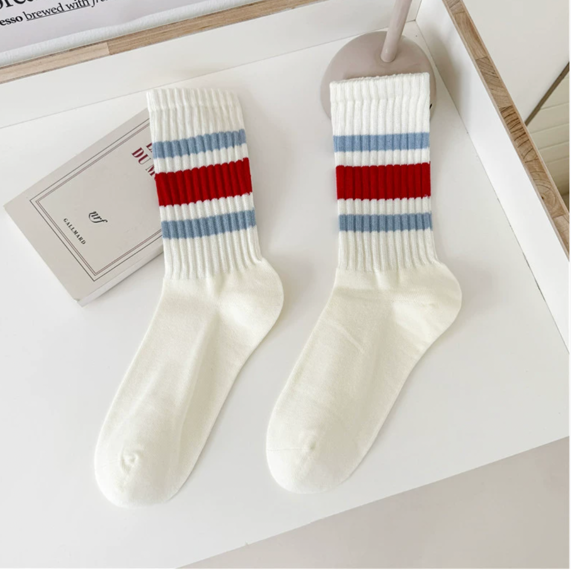 Retro Striped Ribbed Socks