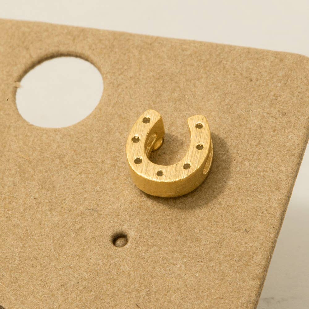 Gold Dipped Mini Horseshoe Post Stud Earrings: R
