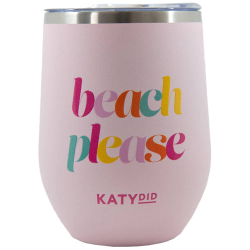 Beach Please 12 Oz WINE TUMBLER With Lid