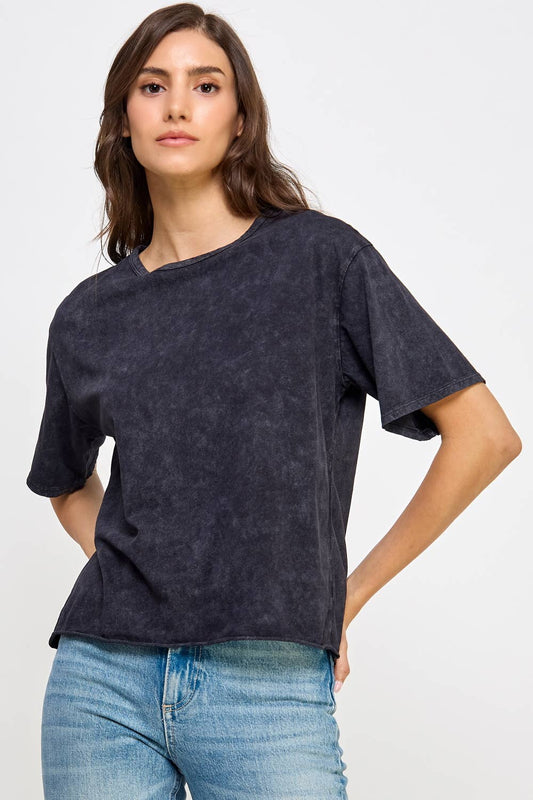 Blank Mineral Washed Long Crop Tee