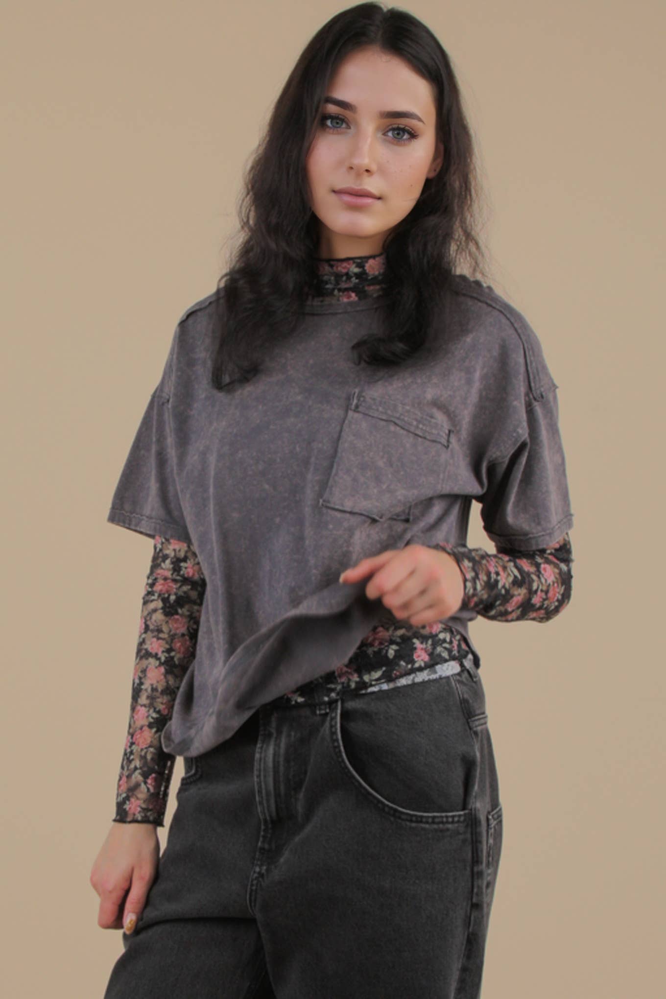MINERAL WASH BASIC KNIT TEE