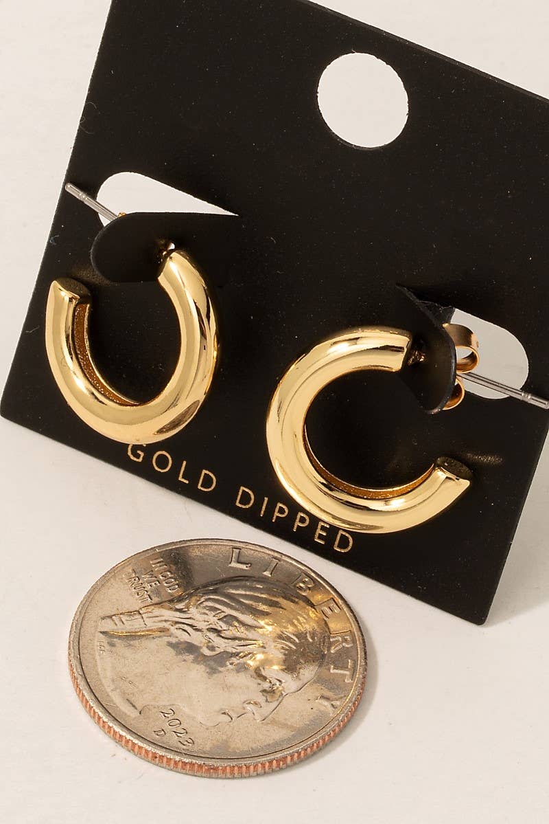 Gold Dipped Tube Hoop Earrings: Gold