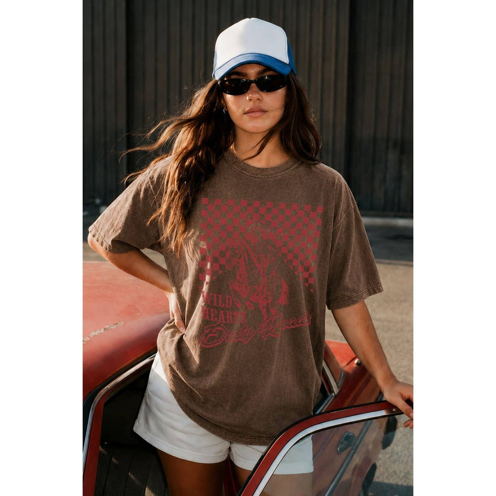 WILD HEARTS OVERSIZED MINERAL GRAPHIC TEE: Mineral Oatmeal / L