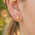 Gold Dipped Enamel Flower Stud Earrings: PK