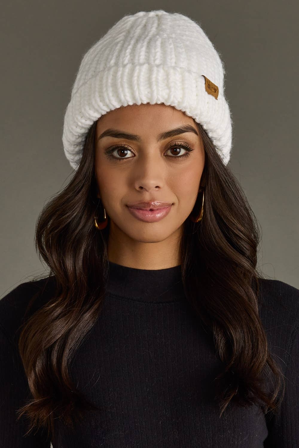 White Chunky Knit Beanie
