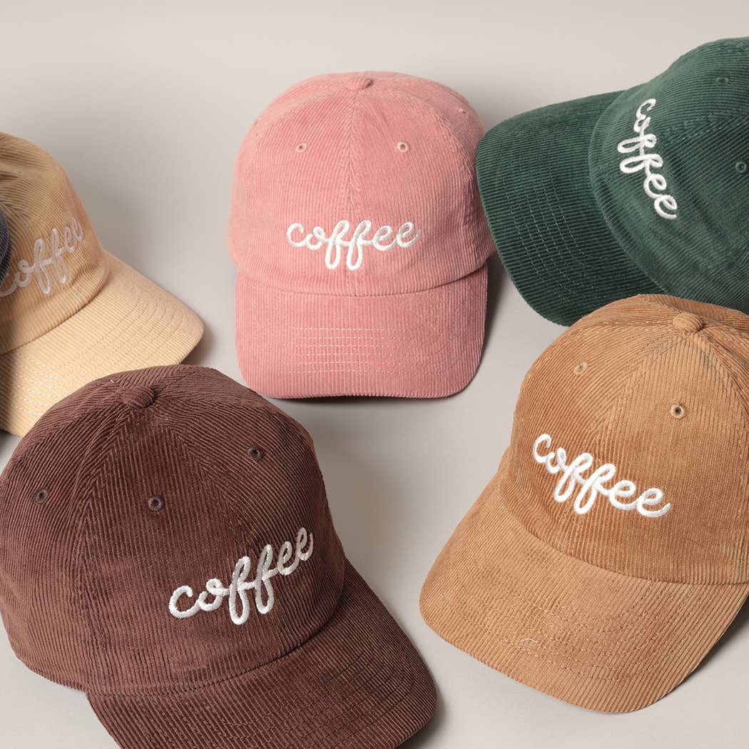 COFFEE Embroidered Corduroy Hat