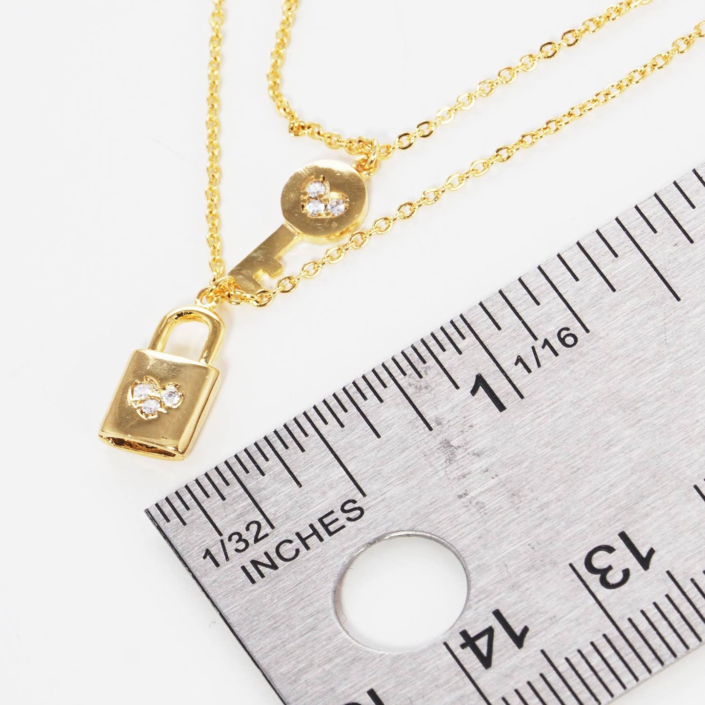 Gold Lock and Key Layered Necklace